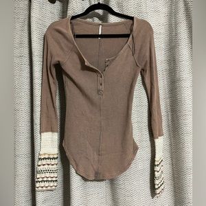 Free People Sweater Sleeve Henley Long Sleeve Shirt